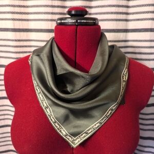 Vintage Yves Saint Laurent Silk Scarf, Olive Green